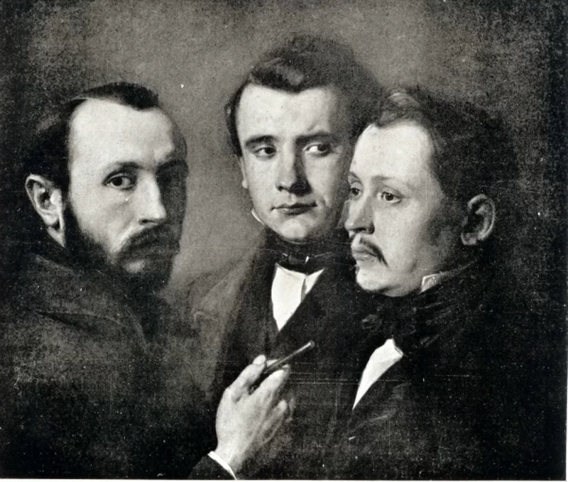 Ritratto dei tre fratelli Simmler Józef, Karol e Julian Olej
